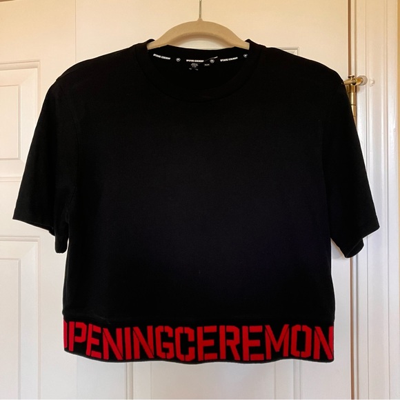 Opening Ceremony Black & Red Crew Neck Crop Top - Picture 1 of 10